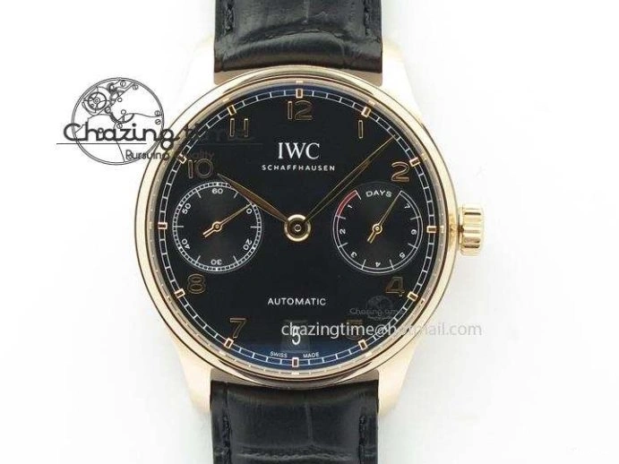 MIROTIME 0524 Sporty Portuguese Tourbillon IW5463 SS ZF Best Edition Black Dial on Black Leather Strap 7173